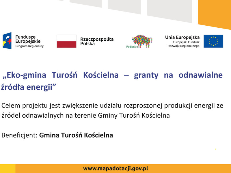 Eko-gmina Turośń Kościelna - granty na odnawialne źródła energii